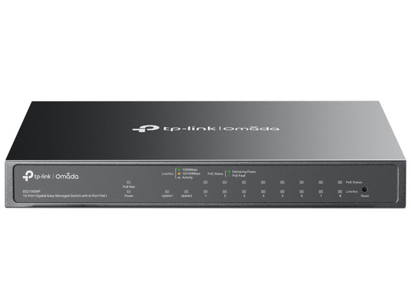 Switch TP-Link Omada ES210GMP, 10 Puertos Gigabit Ethernet, 8 PoE 123W, 1 Puerto SFP, 20 Gbit/s, Administrado.