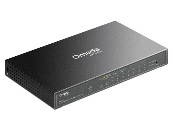 Switch TP-Link Omada ES210GP, 9 puertos 10/100/1000Mbps PoE+, 1 Puerto Gigabit SFP, Administrable, 63W. Color Negro.