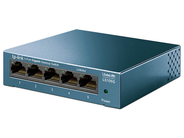 Switch No Administrable TP-LINK LS105G V4.4 de 5 Puertos 10/100/1000 Mbps, RJ-45. Color Azul.