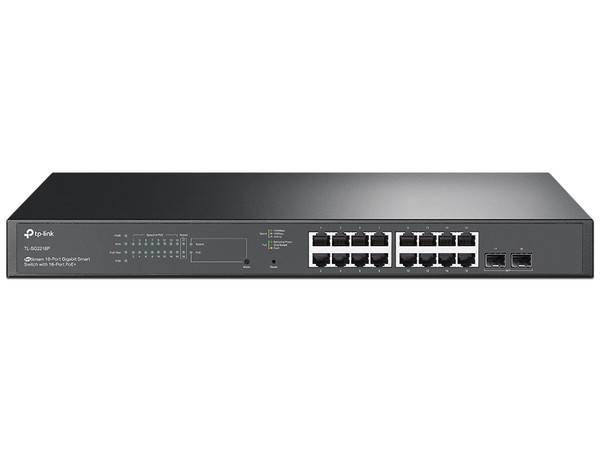 Switch Gestionado L2/L2+ TP-Link JetStream TL-SG2218P con 16 puertos Gigabit, 2 ranuras SFP, Energía sobre Ethernet (PoE), 1U.