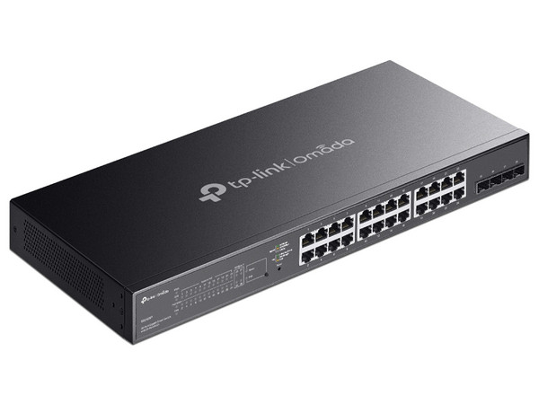 Switch Gigabit TP-LINK OMADA JetStream de 24 puertos 10/100/1000 Mbps, 4 Ranuras SFP. Color Negro.