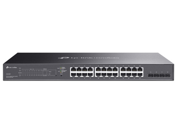 Switch Gigabit TP-LINK OMADA JetStream de 24 puertos 10/100/1000 Mbps, 4 Ranuras SFP. Color Negro.