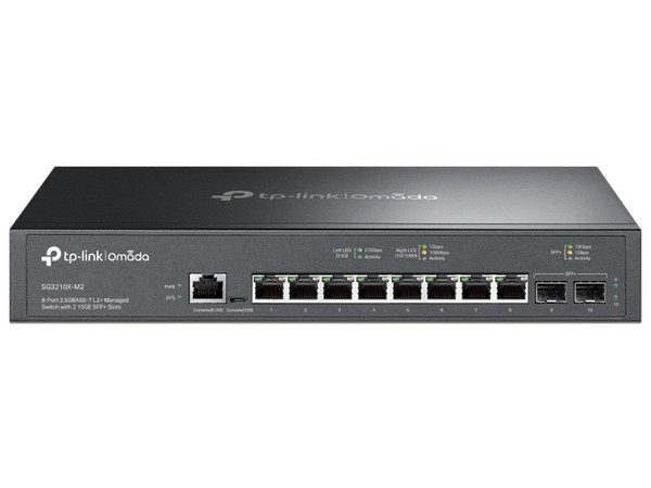 Switch TP-Link Omada SG3210X-M2, dispositivo de redes gestionado L2+, 2.5G Ethernet (100/1000/2500), 1U, color negro.