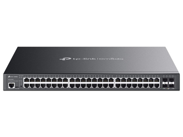 Switch Gigabit TP-Link Omada SG3428XMPP de 48 puertos PoE 2.5Gbps, 4 puertos SFP+ 10Gbps, Administrable L2+, para montaje en rack.