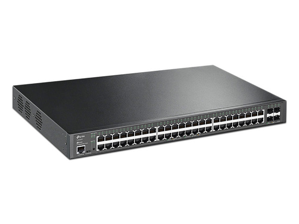 Switch TP-LINK Jetstream Administrable de 48 Puertos PoE+ 10/100/1000 Mbps RJ45 y 4 Puertos 10GE SFP+ L2+. Compatible con OMADA SDN