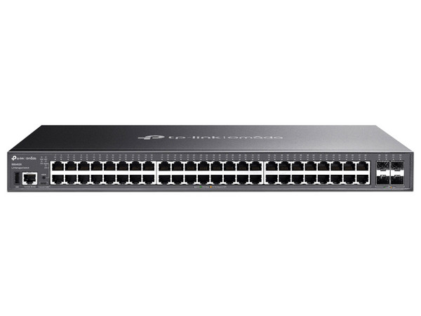 Switch TP-LINK SG5452X de 48 puertos 10/100/1000Mbps, 4 Ranuras SFP+ de 10Gbps, Administrable L3, Para Montaje en Rack, Color Negro.