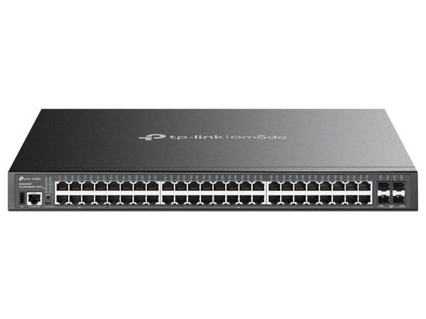 Switch TP-LINK SG5452XMPP de 48 puertos 10/100/1000Mbps (8 PoE++, 40 PoE+), 4 Ranuras SFP+ de 10Gbps, 1 USB Tipo C, Administrable Lite L3, Para Montaje en Rack, Color Negro.