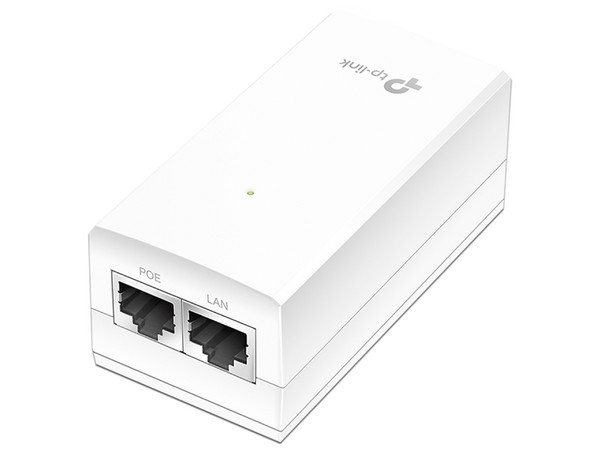 Adaptador PoE pasivo TP-Link de 48 V, color blanco.