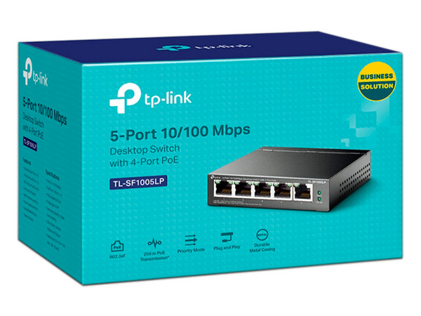 Switch TP-Link TL-SF1005LP de 5 puertos 10/100Mbps R-J45 con 4 puertos PoE.