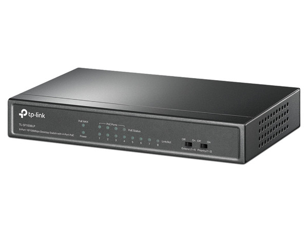 Switch TP-Link TL-SF1008LP de 8 puertos 10/100Mbps R-J45 con 4 puertos PoE.