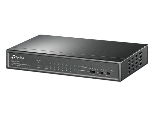 Switch Gigabit TP-LINK TLSF1009P de 8+1(No administrable) Puertos, PoE. Color Negro.