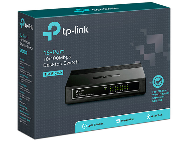 Switch TP-LINK de 16 Puertos 10/100 Mbps.