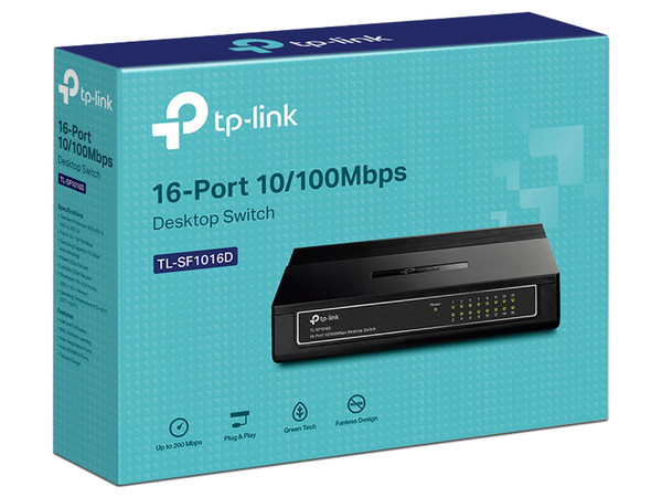 Switch No Administrable TP-LINK TL-SF1016D V7.4, 16 Puertos RJ-45 10/100 Mbps. Color Negro.
