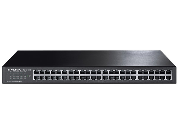 Switch TP-LINK de 48 puertos 10/100Mbps, para montaje en rack.