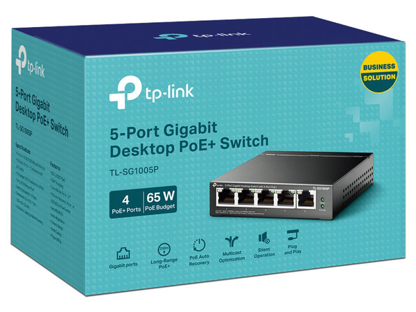 Switch No Administrable TP-Link TL-SG1005P V6.0, 5 Puertos RJ45 10/100/1000 Mbps, No Administrable. Color Negro.