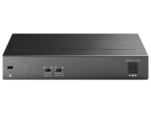 Switch Gigabit TP-Link TL-SG1006PP de 6 Puertos, 3 PoE+, 1 PoE++, 10/100/1000 Mbps, Montaje en Rack, Sin Ventilador.