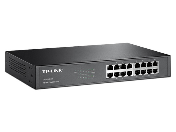 Switch No Administrable TP-LINK TL-SG1016D V13.0, 16 Puertos RJ-45 1000 Mbps, 8000 Entradas Mac, 32 Gbit/s, Rack 1U. Color Negro.