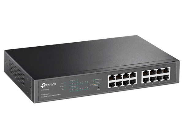 Switch TP-Link Easy Smart de 16 Puertos Gigabit LAN 10/100/1000Mbps y 8 Puertos PoE+.