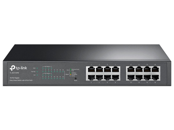 Switch TP-Link Easy Smart de 16 Puertos Gigabit LAN 10/100/1000Mbps y 8 Puertos PoE+.
