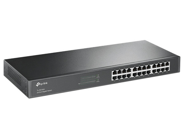 Switch No Administrable TP-LINK TL-SG1024 V16.4, 24 Puertos RJ-45 1000 Mbps, 8000 Entradas Mac, 48 Gbit/s, Rack 1U. Color Negro.