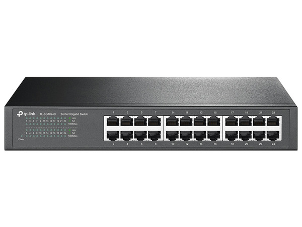 Switch No Administrable TP-LINK TL-SG1024D V11.4, 24 Puertos RJ-45 1000 Mbps, 8000 Entradas Mac, 48 Gbit/s, Rack 1U. Color Negro.