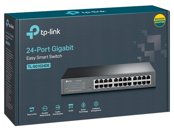 Switch Administrable TP-LINK TL-SG1024DE V7.4, 24 Puertos RJ-45 1000 Mbps, 8000 Entradas Mac, 48 Gbit/s, Rack 1U. Color Gris.