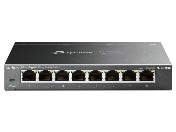 Switch TP-Link TL-SG108E V6.4, 8 Puertos RJ-45, 10/100/1000 Mbps, No Administrable. Color Negro.