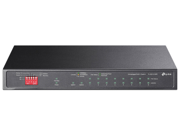 Switch TP-LINK TL-SG1210PP de 10 puertos Gigabit, 6 puertos PoE+, 2 puertos PoE++, 1 puerto combo SFP/RJ45.