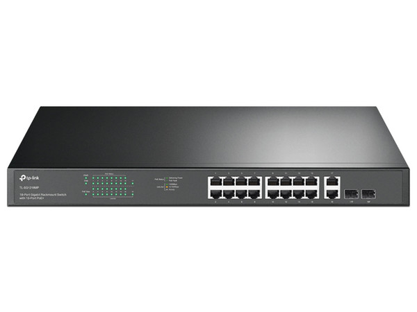 Switch No Administrable TP-LINK TL-SG1218MP V5.4, 16 Puertos RJ-45 10/100/1000 Mbps, 2 Puertos SFP, 8000 Entradas Mac, 36 Gbit/s. Color Negro.