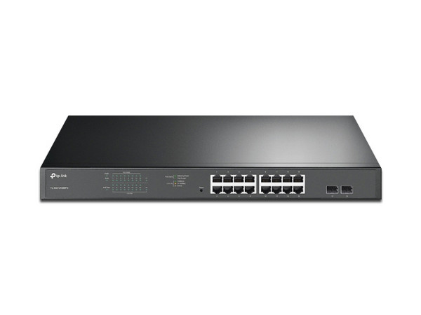 Switch TP-LINK JetStream  de 16 puertos, 10/100/100 Mbps y 2 ranuras Gigabit SFP.