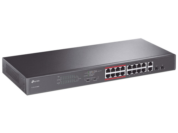 Switch Gigabit TP-LINK TL-SL1218MP de 16 puertos PoE+ 10/100 Mbps.