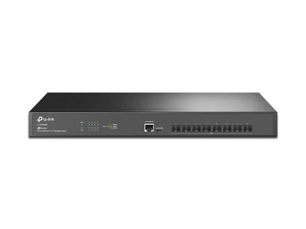 Switch TP-LINK Jetstream TL-SX3008F de 8 Puertos 10/100Mbps SFP+ y 1 Puerto RJ-45 Gigabit 10/100Mbps. Color Negro.
