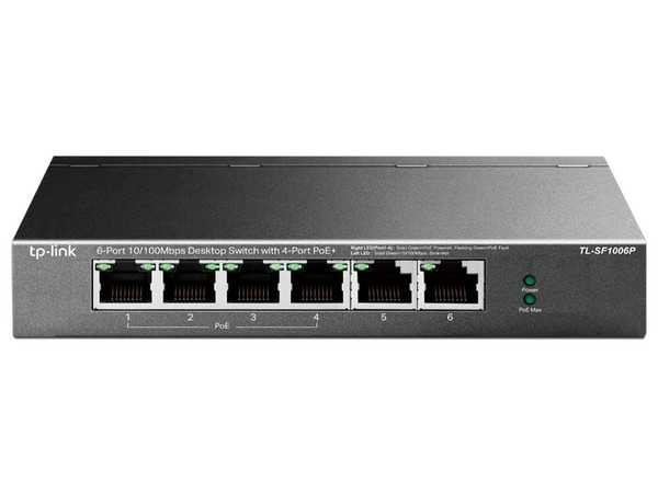 Switch TP-Link TLSF1006P de 4 puertos PoE y 2 RJ45, No Administrable.