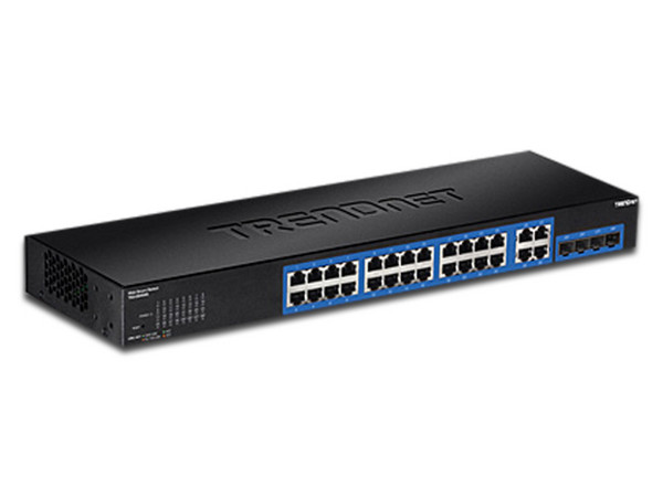 Switch Gigabit TRENDnet TEG-284WS de 24 puertos Gigabit Mbps y 4 Puertos SFP, para montaje en rack..