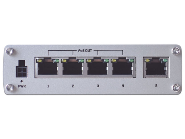 Switch Industrial No Administrable Teltonika TSW100 de 5 puertos Ethernet Gigabit (10/100/1000), PoE.
