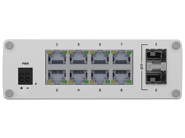 Switch Industrial No-Administrable Teltonika de 8 puertos Gigabit, 2 SFP 1G, Carcasa de Aluminio.

