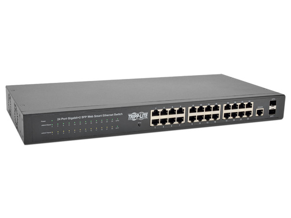 Switch Administrable Gigabit Tripp Lite NGS24C2 24 puertos 10/100/1000 Mbps, 2 ranuras SFP, 52 Gbps, interfaz de red.