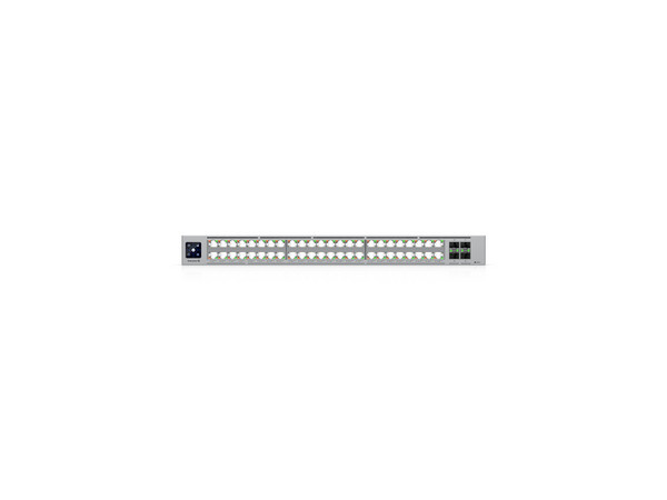 Switch Ubiquiti Networks Enterprise Campus 48 PoE ECS-48-POE, 32 puertos 10 GbE con PoE+++, 16 puertos 2.5 GbE con PoE+++, 4 Puertos Ethernet SFP28 de 25G, Administración Capa 3. Color Plata.