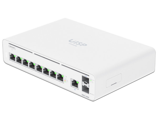 Consola UISP Ubiquiti, Gateway y Switch de Red Gigabit, Controlador con Plataforma UISP, Gestión Remota WISP, 128 GB SSD, 1 WAN 1GbE, 1 WAN SFP+10G, 8 Puertos LAN GbE RJ45.