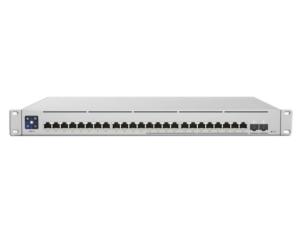 Switch Ubiquiti Networks UniFi Switch Empresarial, Capa 3, 24 puertos PoE 802.3af/at, 2 puertos 1/10G SFP+, 400W, Pantalla informativa.