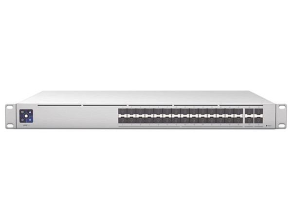 Switch Gigabit Ubiquiti Networks USW-PRO de 28 Puertos SFP+ y 4 puertos 25G, Color Gris.