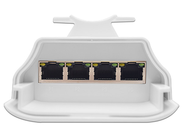 Switch PoE Wi-Tek WI-PE41E-O para exterior de 4 puertos Gigabit PoE af/at, IP65. Color Blanco.