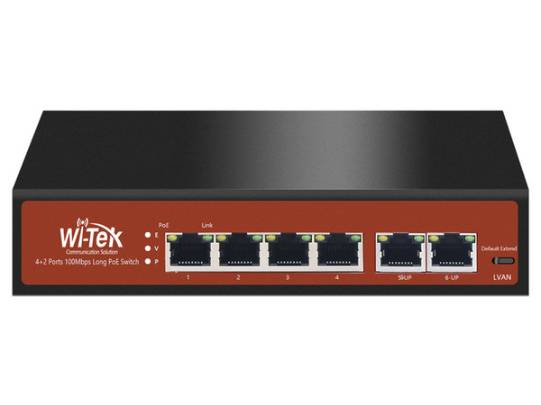 Switch Wi-Tek WI-PS205 de 4 puertos PoE y 1 RJ45, No Administrable.