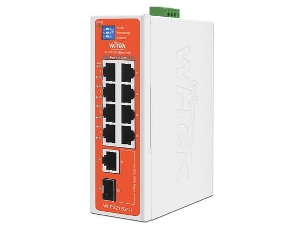 Switch Wi-Tek WI-PS212GF-I-V2, 8 Puertos RJ-45 10/100/1000 Mbps PoE, 1 Puerto Uplink, 1 Puerto SFP, Color Blanco.