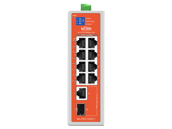 Switch Wi-Tek WI-PS212GF-I-V2, 8 Puertos RJ-45 10/100/1000 Mbps PoE, 1 Puerto Uplink, 1 Puerto SFP, Color Blanco.