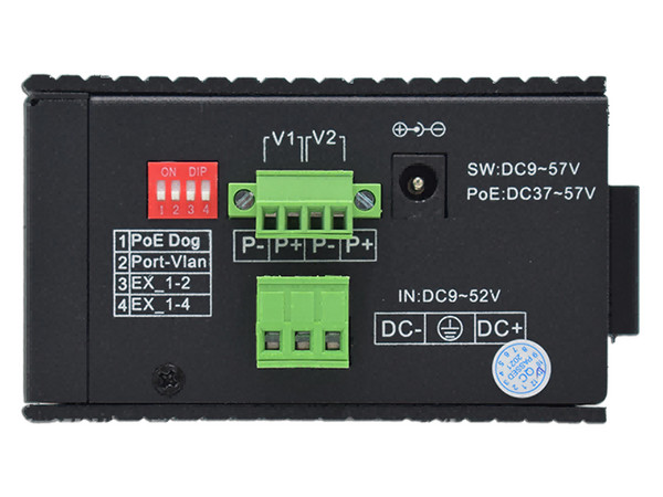 Switch Wi-Tek WI-PS305G-I-DC, 4 Puertos RJ-45 10/100/1000 Mbps PoE, 1 Puerto Gigabit Uplink, Color Negro.