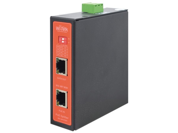 Inyector de Corriente Wi-Tek WIPOE55SBTIDC de 1 Puerto Ethernet, 1 Puerto PoE RJ-45, 802.3af/at/bt, hasta 100m.