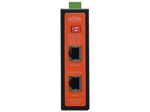 Inyector de Corriente Wi-Tek WIPOE55SBTIDC de 1 Puerto Ethernet, 1 Puerto PoE RJ-45, 802.3af/at/bt, hasta 100m.