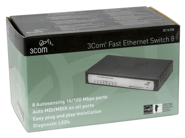 Switch 3Com de 8 Puertos, 10/100 Mbps