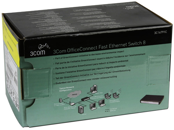 Switch OfficeConect 3Com de 8 Puertos, 10/100 Mbps